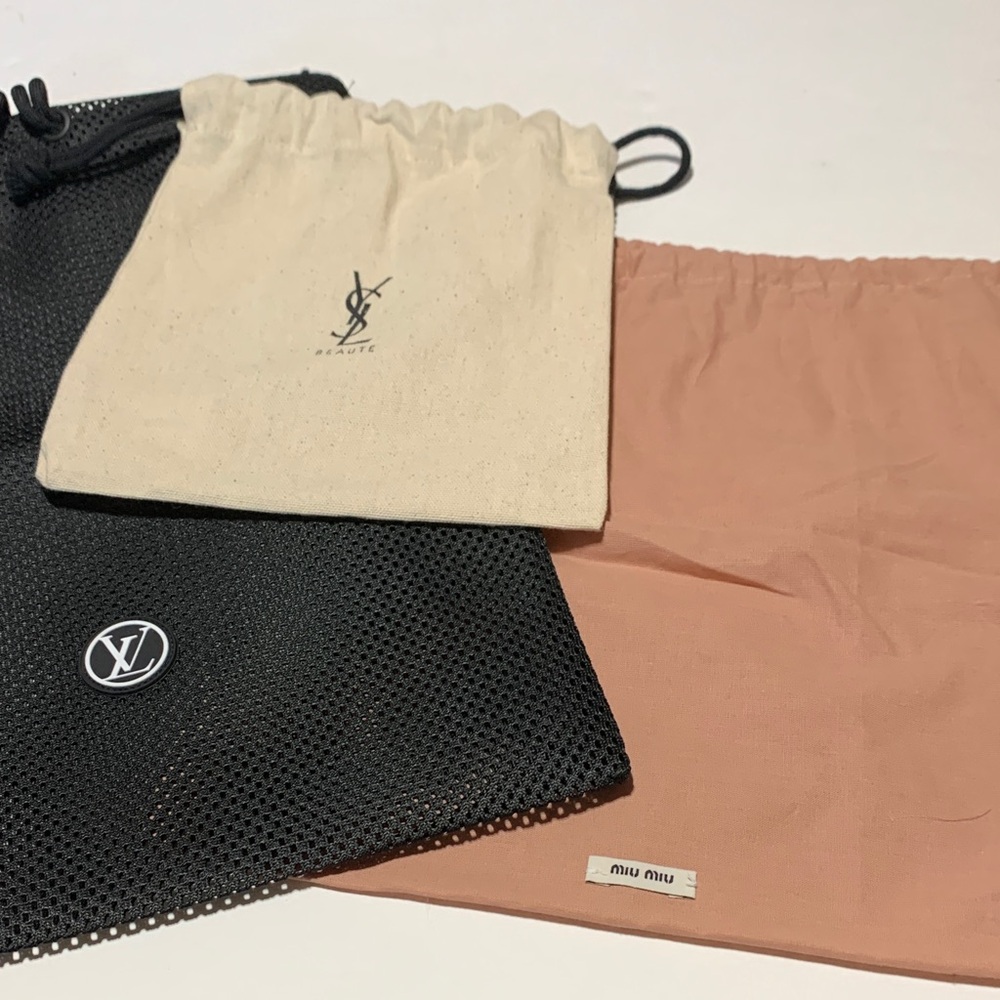 Yves Saint Laurent Cream and Black Louie Vuitton Pouch Set with  miu miu